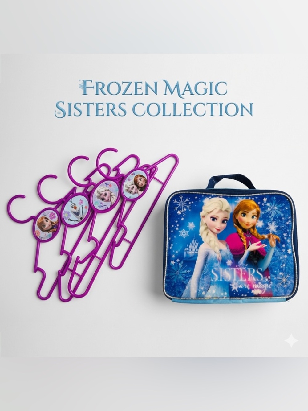 Disney Frozen Bundle 8 Kids Hangers + Lunch Box New Anna Elsa Olaf